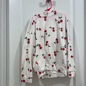 JBL White Hoodie with Red Cherry Print